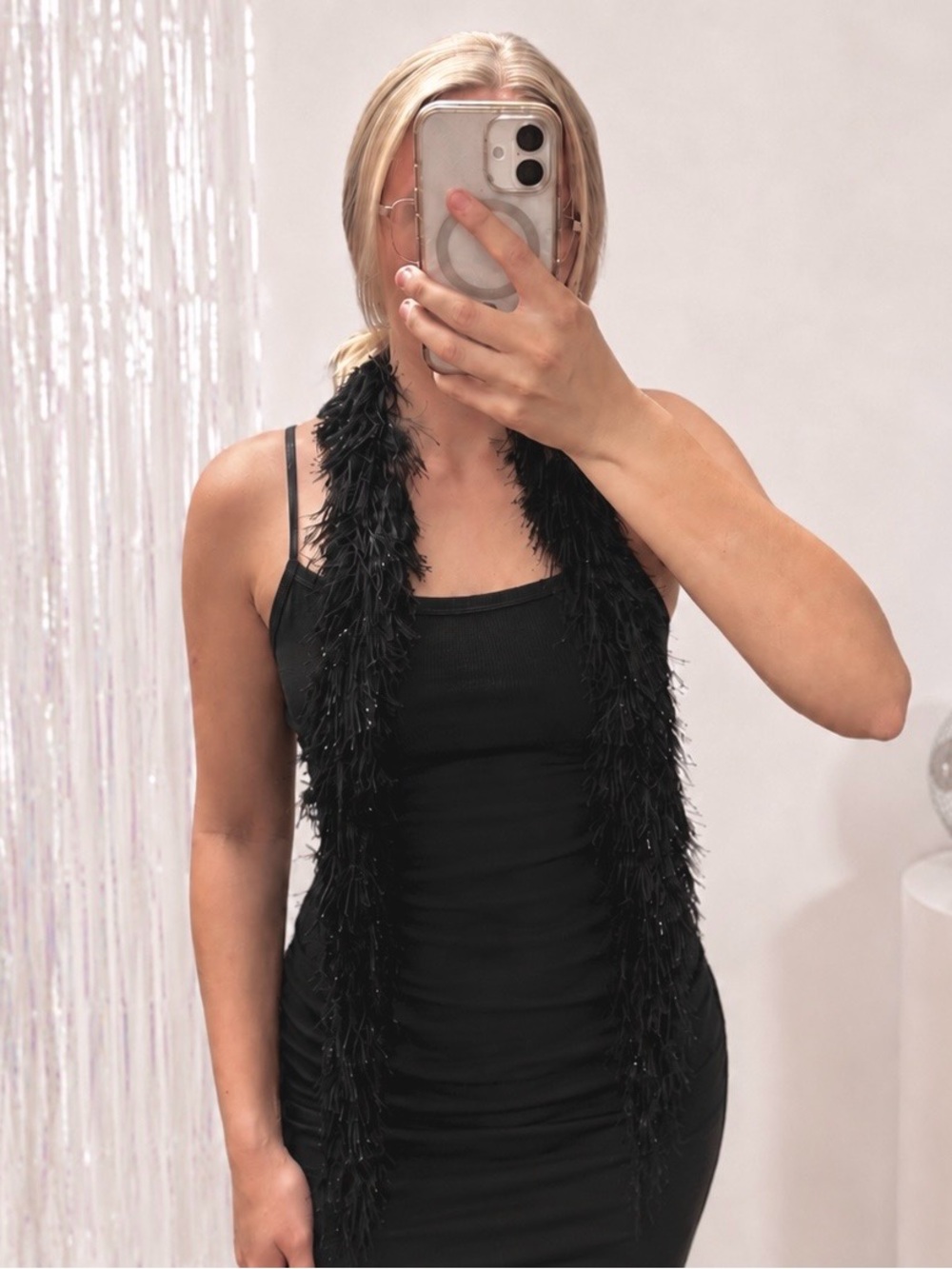 Black Fluffy Feather Boa Scarf Costume Party Accessory